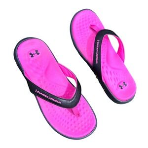 Under Armour Women's Ignite Pro Marbella Flip Flop Sandals Size 7 Pink Black